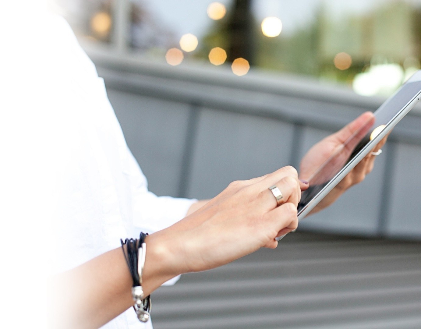 Person using device with digital protection