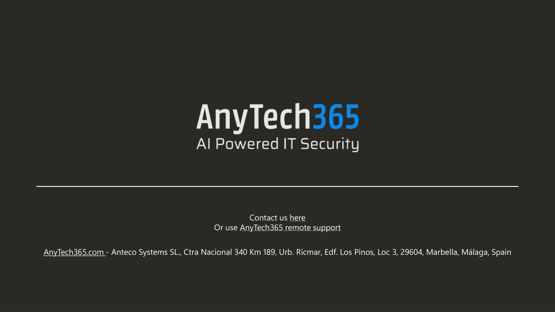 Contact AnyTech365 and address details.
