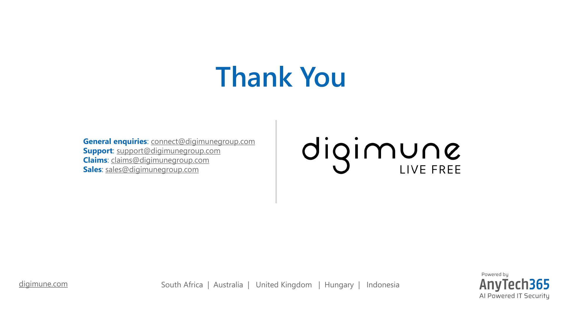 Thank you — Digimune contact details.