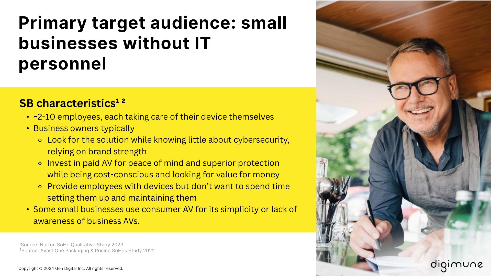 Primary target audience: small businesses without IT personnel.