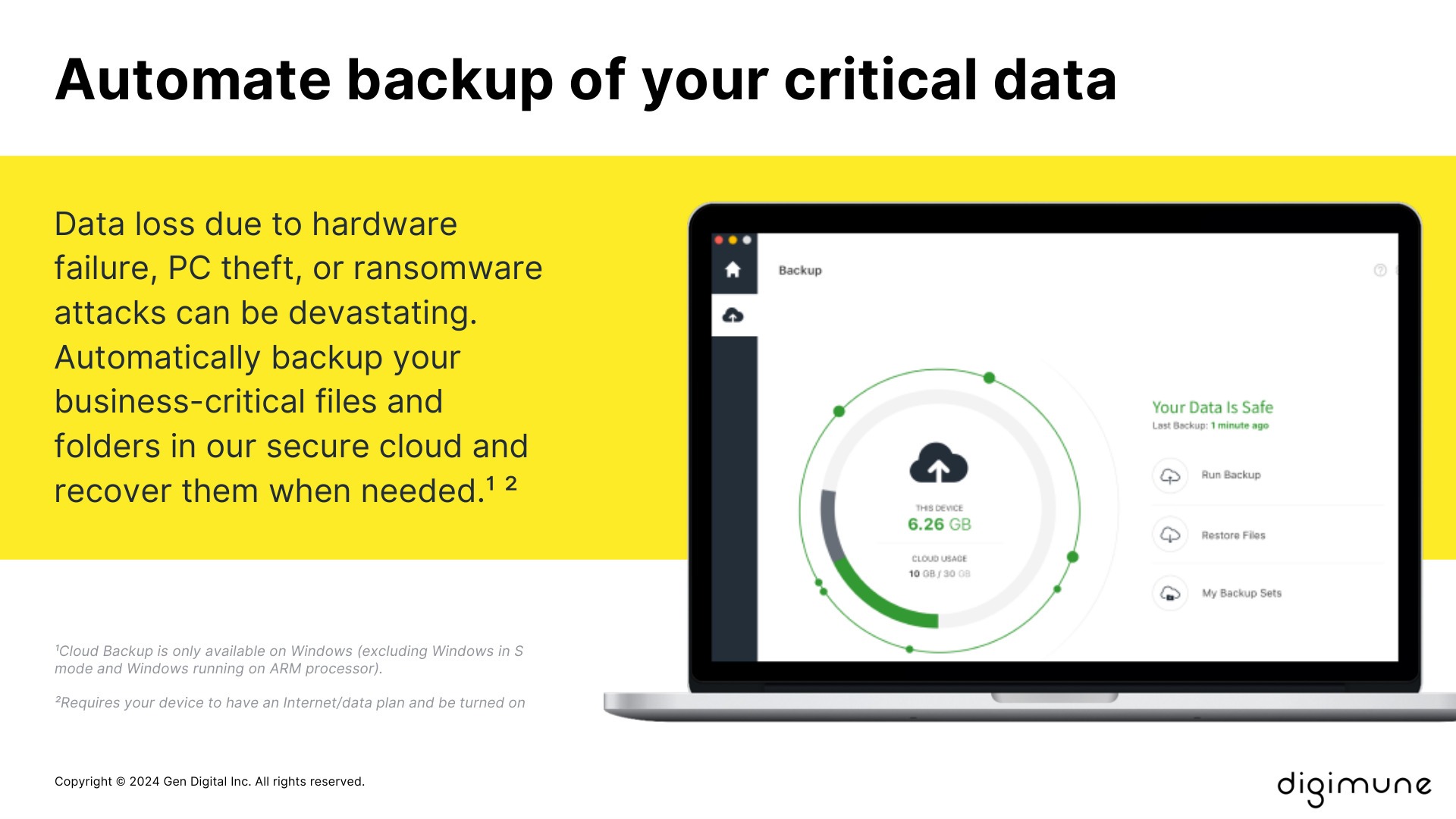 Automate backup of your critical data.